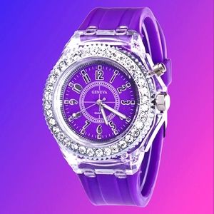 Choice of purple or green Silicone luminous wrist watches.